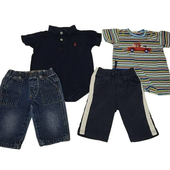 Y2K Baby 3-6 Month Clothing Bundle Piece Romper Bodysuit Jeans Pants 3M 6M Blue - Picture 1 of 15